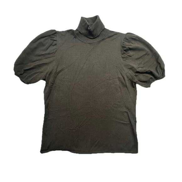 August Silk Womens Large Turtleneck Short Sleeve Top Lightweight Silk Brown - Picture 1 of 7